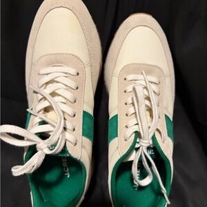 J. Crew Women’s  Sneakers with Green and Cream Design
